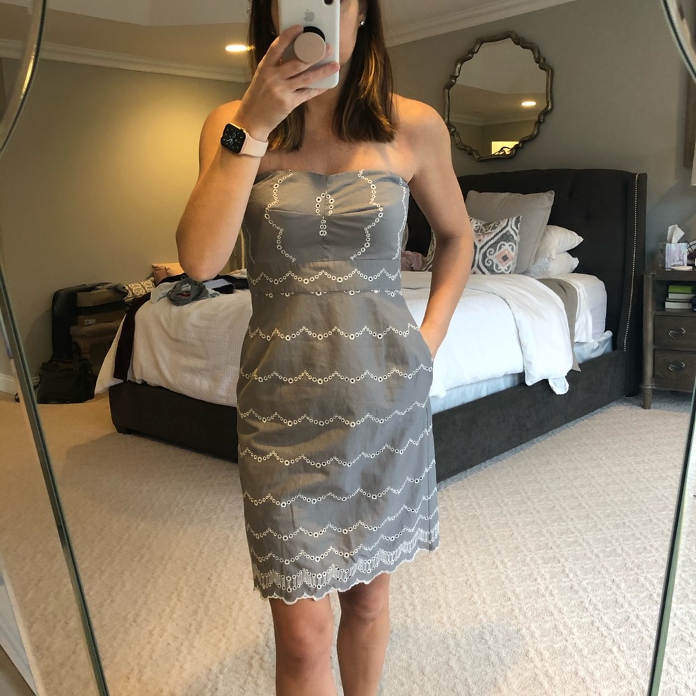 J.Crew Strapless Embroidered Dress